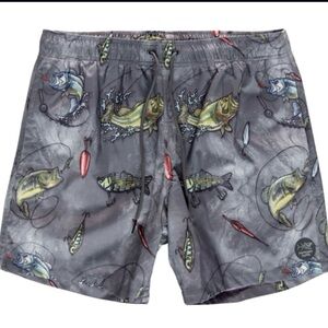Psycho Tuna “Reel Em In” Swim Trunks, Small, New!